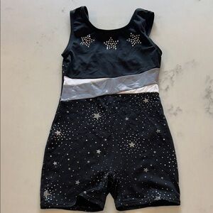 More Than Magic Black and Silver Starry Leotard